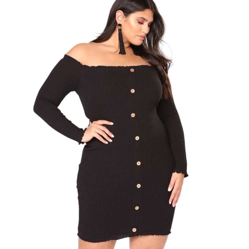 Fashion Nova Jacklyn Off-Shoulder Mini Dress Black